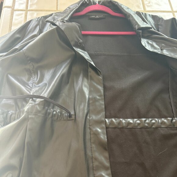 Lane Bryant Faux Leather Shirt Jacket | Black | Size 22 | Edgy Work-to-Weekend S - Picture 9 of 16
